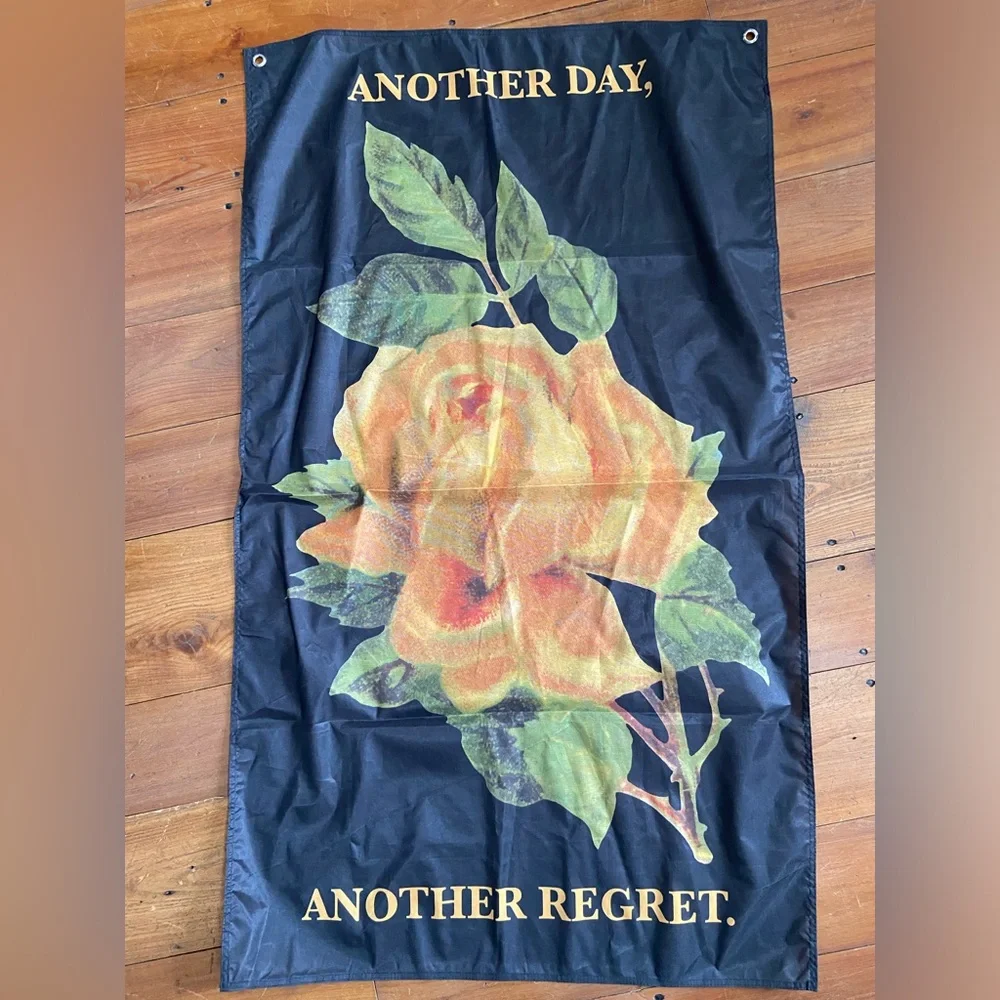 Banner Yellow Rose Design “Another Day Another Regret” 34” x 60”‎